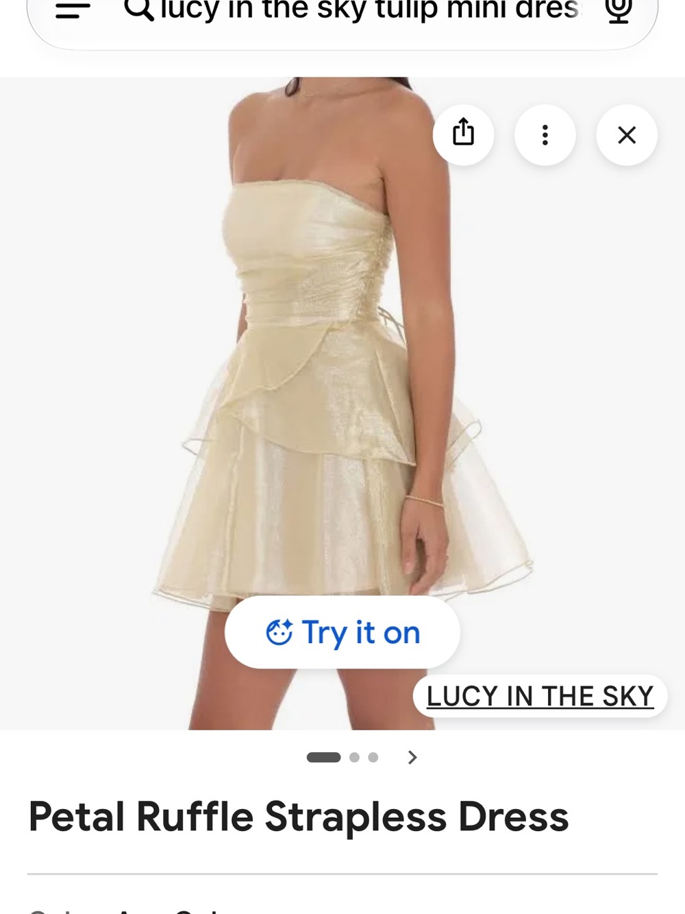 Lucy in the Sky Champagne Strapless Petal Ruffle Mini Dress